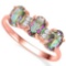 1.15 CTW MYSTIC GEMSTONE & GENUINE DIAMOND (4 PCS) 10KT SOLID RED GOLD RING