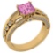 Certified 1.53 Ctw Pink Touramaline And Diamond Wedding/Engagement Style 14K Yellow Gold Halo Ring (