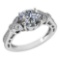 Certified 2.00 Ctw Diamond Engagement /Wedding 14K White Gold Promise Ring