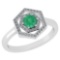 Certified 0.69 Ctw Emerald And Diamond Platinum Halo Ring