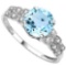 2.37 CTW GENUINE SKY BLUE TOPAZ & GENUINE DIAMOND (12 PCS) 10KT SOLID WHITE GOLD RING