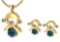 Certified 0.93 Ctw Treated Fancy Blue Diamond And White Diamond Tiny Angel Necklace + Earrings Jewel