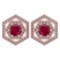 Certified 1.38 Ctw Ruby And Diamond 18k Rose Gold Halo Stud Earrings G-H VS/SI1