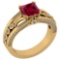 Certified 1.53 Ctw Ruby And Diamond Wedding/Engagement Style 14K Yellow Gold Halo Ring (VS/SI1)