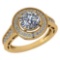 Certified 1.74 Ctw Diamond Engagement /Wedding 14K Yellow Gold Promise Ring