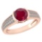 Certified 1.58 Ctw Ruby And Diamond 14K Rose Gold Halo Ring (VS/SI1)