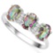 1.15 CTW MYSTIC GEMSTONE & GENUINE DIAMOND (4 PCS) 10KT SOLID WHITE GOLD RING