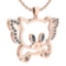 Certified 0.28 Ctw Diamond Chinese Century Year Of Pig 2019 Charms Necklace 18K Rose Gold (VS/SI1)
