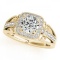 CERTIFIED 18K YELLOW GOLD 1.17 CT G-H/VS-SI1 DIAMOND HALO ENGAGEMENT RING