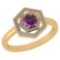 Certified 0.69 Ctw Amethyst And Diamond 14k Yellow Gold Halo Ring G-H VSSI1