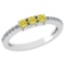 Certified 0.23 Ctw Fancy Yellow Diamond 18k White Halo Gold Ring