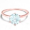 0.63 CT AQUAMARINE 10KT SOLID RED GOLD RING