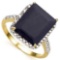 7.03 CTW BLACK SAPPHIRE & (22 PCS) DIAMOND 10KT SOLID YELLOW GOLD RING