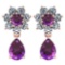 Certified 4.86 Ctw Amethyst And Diamond 18K Rose Gold Halo Dangling Earrings