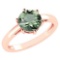 Certified 2.00Ctw Genuine Green Amethyst 14k Rose Gold Halo Ring