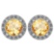 Certified 1.06 Ctw Citrine And Diamond 18K White Gold Halo Stud Earrings G-H VS/SI1