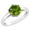 Certified 1.00Ctw Genuine Peridot 14k White Gold Halo Ring