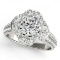 CERTIFIED 18KT WHITE GOLD 1.74 CT G-H/VS-SI1 DIAMOND HALO ENGAGEMENT RING