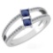 Certified 0.60 Ctw Blue Sapphire And Diamond 14k White Gold Ring