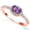 0.42 CTW GENUINE AMETHYST & GENUINE DIAMOND (24 PCS) 10KT SOLID RED GOLD RING