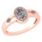 Certified 0.65 Ctw Diamond 14k Rose Gold Halo Ring