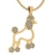 Certified 0.26 Ctw Diamond Chinese Century Year Of Dog Charms Necklace 18K Yellow Gold (VS/SI1)