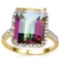 5.4 CTW MYSTIC GEMSTONE & (22 PCS) GENUINE DIAMOND 10K SOLID YELLOW GOLD RING