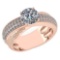 Certified 1.92 Ctw Diamond Engagement /Wedding 14K Rose Gold Promise Ring