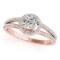 CERTIFIED 18K ROSE GOLD .95 CT G-H/VS-SI1 DIAMOND HALO ENGAGEMENT RING