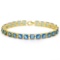 24.1 CT CREATED LONDON BLUE TOPAZ 925 STERLING SILVER TENNIS BRACELET WITH GOLD PLATED IN SQUARE SHA