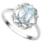 0.82 CT AQUAMARINE AND ACCENT DIAMOND 0.02 CT 10KT SOLID WHITE GOLD RING
