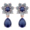 Certified 4.86 Ctw Blue Sapphire And Diamond 18K Rose Gold Halo Dangling Earrings