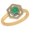 Certified 0.69 Ctw Emerald And Diamond 14k Yellow Gold Halo Ring G-H VSSI1