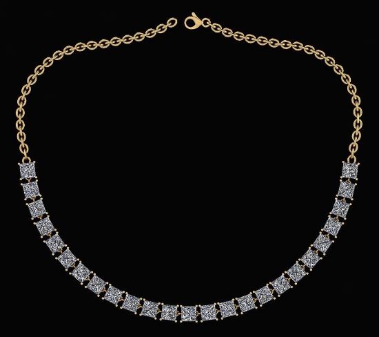 Certified 18.75 Ctw Diamond Necklace For Ladies 14K Yellow Gold (I1/I2)