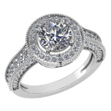 Certified 1.92 Ctw Diamond Engagement /Wedding 14K White Gold Promise Ring