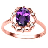 0.85 CT AMETHYST AND ACCENT DIAMOND 0.02 CT 10KT SOLID RED GOLD RING
