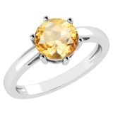 Certified 1.00Ctw Genuine Citrine 14k White Gold Halo Ring