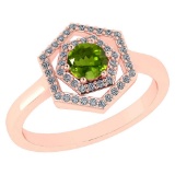 Certified 0.69 Ctw Peridot And Diamond 18K Rose Gold Halo Ring G-H VSSI1