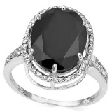 5.93 CTW GENUINE BLACK SAPPHIRE & GENUINE DIAMOND 10KT SOLID GOLD RING