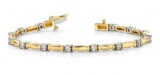 14K YELLOW GOLD 1 CTW G-H I1/I2 SHINY COLUMN LINK DIAMOND BRACELET