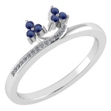 Certified 0.16 Ctw Blue Sapphire And Diamond 14k White Gold Ring