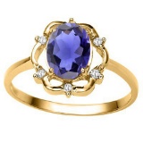 1.00 CT IOLITE AND ACCENT DIAMOND 0.02 CT 10KT SOLID YELLOW GOLD RING