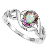 0.96 CT RAINBOW MYSTICS QUARTZ 10KT SOLID WHITE GOLD RING