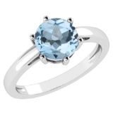 Certified 1.00Ctw Genuine Blue Topaz 14k White Gold Halo Ring