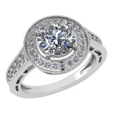 Certified 1.74 Ctw Diamond Engagement /Wedding 14K White Gold Promise Ring