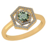 Certified 0.69 Ctw Green Amethyst And Diamond 14k Yellow Gold Halo Ring G-H VSSI1