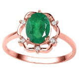 1.17 CT EMERALD AND ACCENT DIAMOND 0.02 CT 10KT SOLID RED GOLD RING