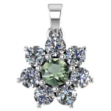 Certified 0.93 Ctw Green Amethyst And Diamond Platinum Halo Pendant