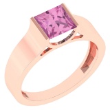 Certified 0.75 Ctw Pink Tourmaline 18k Rose Gold Ring