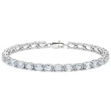 5.95 CT AQUAMARINE 925 STERLING SILVER TENNIS BRACELET IN OVAL SHAPE